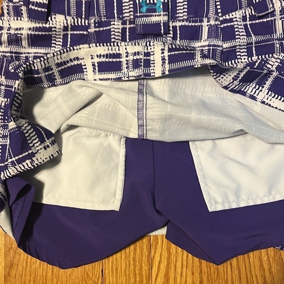 Under Armour Performance Honey Pot Purple/White Plaid Golf Skort Sz 4 - Picture 4 of 5